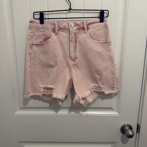 Risen Jeans Women's Light Pink Distressed Shorts Size Large